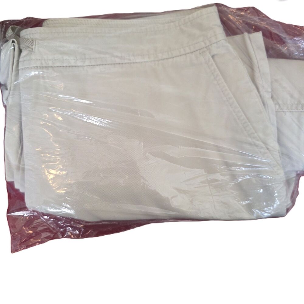 Women's Cargo Pants Size 14 Khaki Cropped Casual Mid Rise Twill Utility - Picture 9 of 9